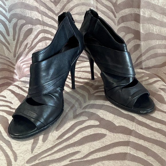 Leather Peep Toe Shootie - Picture 2 of 7